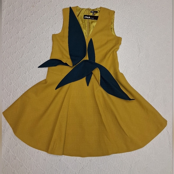 Ina Yellow and Blue Mini Dress Size M L - Picture 14 of 16